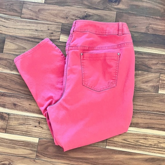 Lane Bryant 26 Skinny Coral Pink Capri Pants Denim Jeans Cotton Spandex - Picture 2 of 6